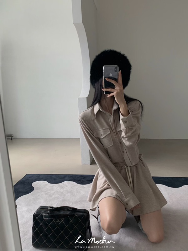 外磨毛排扣襯衫上衣